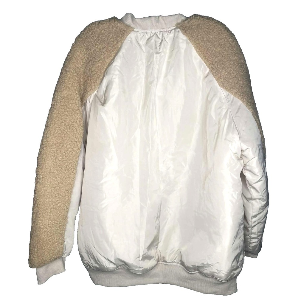 Pretty Little‎ Thing Women's Coat Jacket Bomber Front Borg Puffer Size 10 beige - Picture 8 of 12